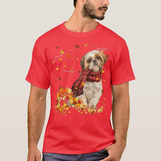Fall ScarfShih Tzu Hund Höstnedgång Löv T Shirt