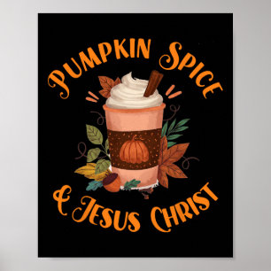 Fall Season Cute Pumpkin Spice och Jesus Kristus Poster