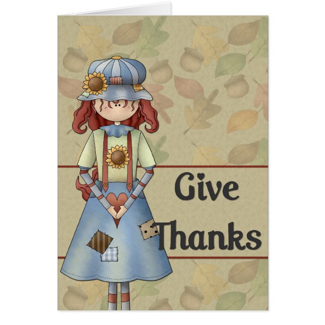 Fall Season Girl :: Ge Thanksgiving Card Hälsningskort (Framsidan)