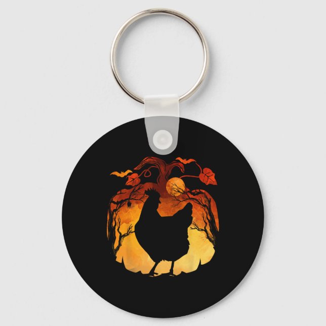 Fall Season Halloween Chicken Costume Nyckelring (Framsida)
