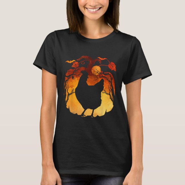 Fall Season Halloween Chicken Costume T Shirt (Framsida)