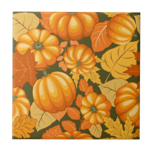 Fall Season Halloween Pumpkins Mönster Kakelplatta