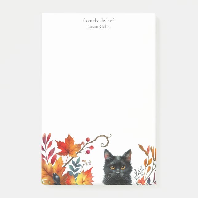 Fall Season Löv Black Cat Personlig Post-it Block (Framsida)