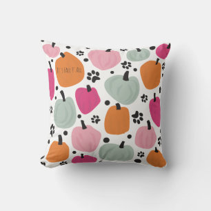 Fall Season Pumpkin Hund Cat Pastel Hand plockade Kudde