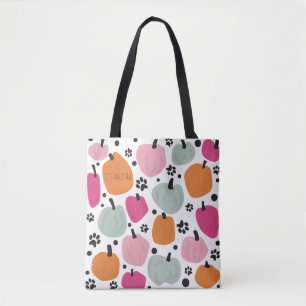 Fall Season Pumpkin Hund Cat Pastel Hand plockade Tygkasse