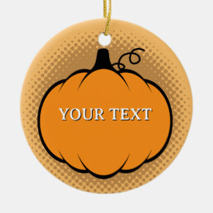 Fall Season Pumpkin Teckning Anpassningsbar Text Julgransprydnad Keramik
