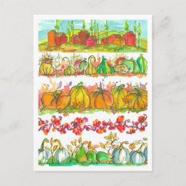 Fall Season Watercolor Harvest Vykort