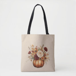Fall Season-Watercolor Pumpkin and Flowers- Tygkasse