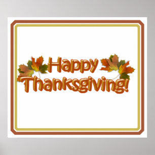 Fall Seasons bästa Happy thanksgiving-text Poster