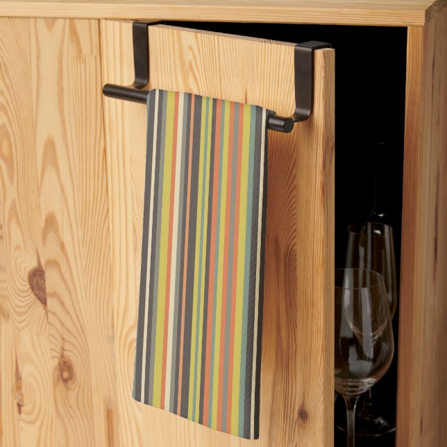 Fall Shades Stripe Kökshandduk (Thirds Fold)