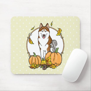 Fall Siberian husky (red) Pumpkins Löv Cute Musmatta