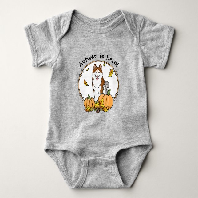 Fall Siberian husky (red) Pumpkins Löv Cute T Shirt (Framsida)