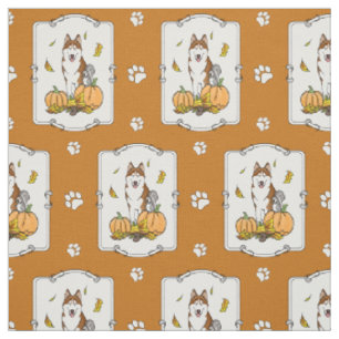 Fall Siberian husky (red) Pumpkins Löv Cute Tyg