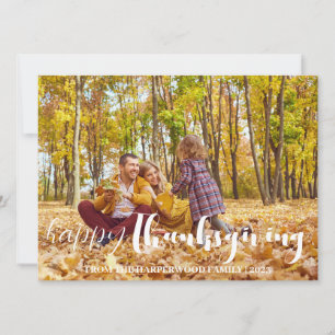 Fall Simple Typography-thanksgiving-familjfoto Julkort