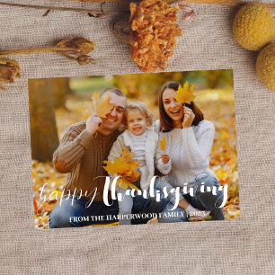 Fall Simple Typography-thanksgiving-familjfoto Julkort