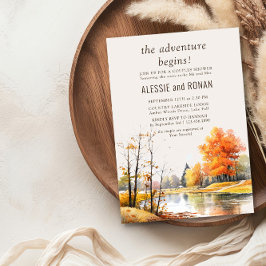 Fall Sjö Äventyr Begins Par Shower Inbjudningar