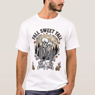 Fall Skelett Par Vintage Gravyr Höst Tröja