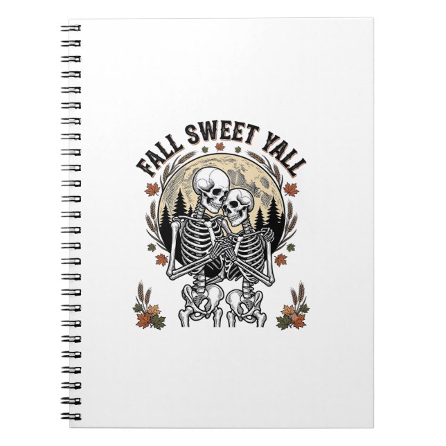 Fall Skelett Par Vintage Gravyr Höst Tröja Anteckningsbok (Framsidan)