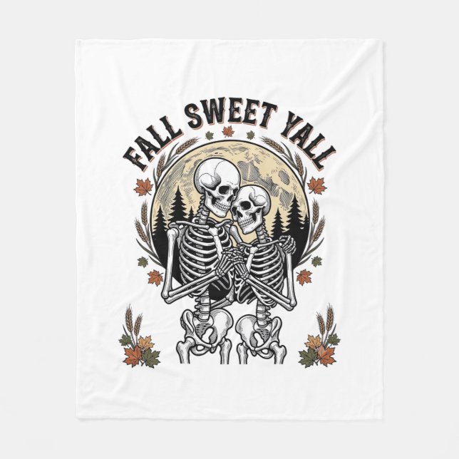 Fall Skelett Par Vintage Gravyr Höst Tröja Fleecefilt (Framsidan)