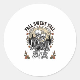 Fall Skelett Par Vintage Gravyr Höst Tröja Runt Klistermärke