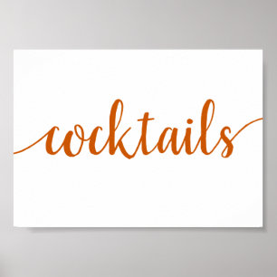 Fall-skript Teckenskylt för Rustic Burnt Orange Poster