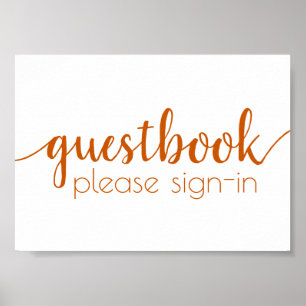 Fall-skript Underskrift av bränd Orange Guest Bo Poster