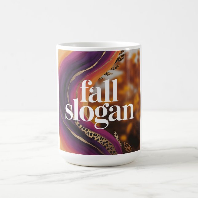 Fall Slogan Lila Orange Leopard Typography Kaffemugg (Center)
