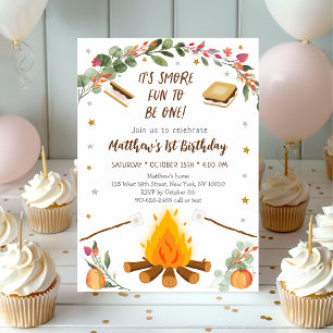 Fall S'mores Campfire First Birthday Inbjudningar