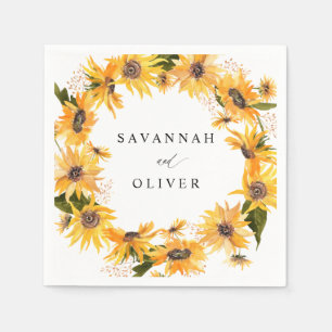 Fall Solros Blommigt Namn Napkins Pappersservett