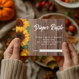 Fall Solrosblomma | Diaper Rafle| Baby Shower Tilläggskort
