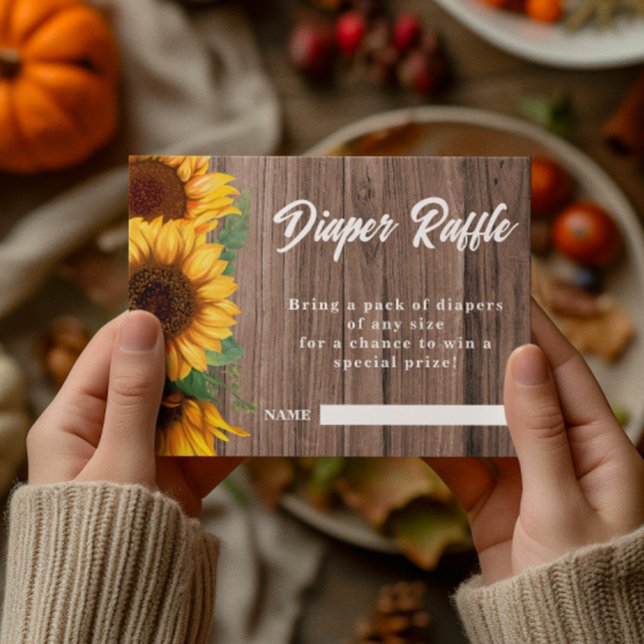 Fall Solrosblomma | Diaper Rafle| Baby Shower Tilläggskort (Skapare uppladdad)