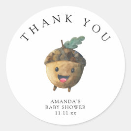 Fall Söt akorn - tack Runt Klistermärke