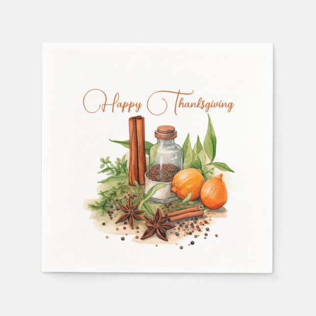 Fall Spices Design, Happy thanksgiving Pappersservett (Framsidan)