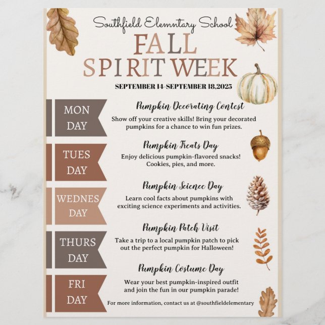 FALL SPIRIT WEEK REKLAMBLAD (Framsidan)