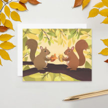 Fall Squirrels Gult Träd