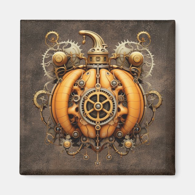 Fall Steampunk Pumpkin Magnet (Framsidan)