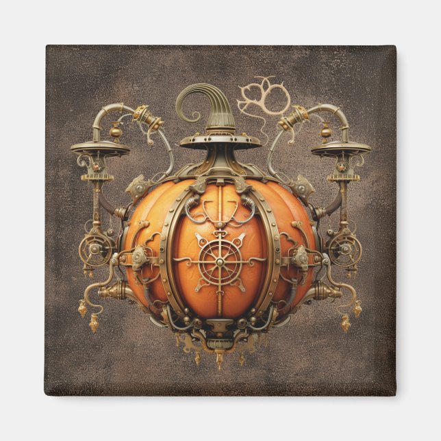 Fall Steampunk Pumpkin Magnet (Framsidan)