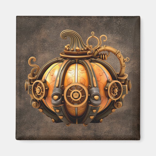 Fall Steampunk Pumpkin Magnet (Framsidan)