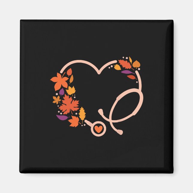 Fall Stethoscope Sjuksköterska Thanksgiving Höst h Magnet (Framsidan)