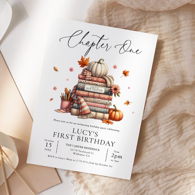 Fall Storybook Första födelsedag Kapitel en höst Inbjudningar (Skapare uppladdad)