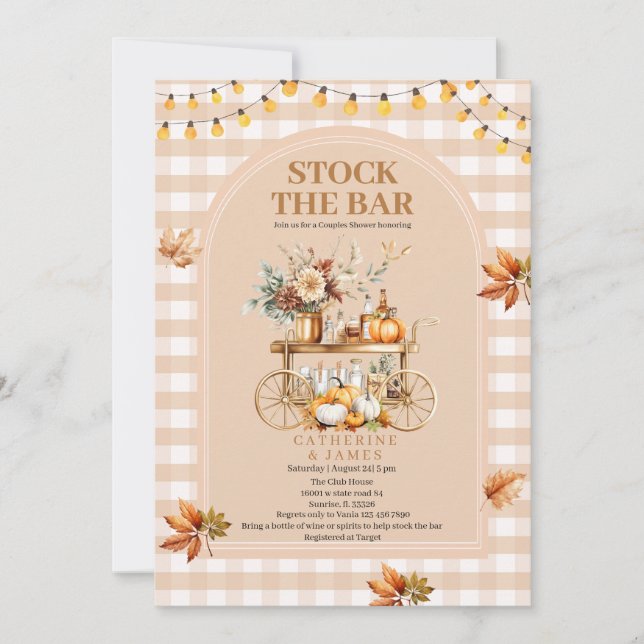 Fall String ljus Lagrar, Pub, par Shower Inbjudningar (Framsida)