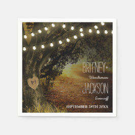 Fall String Ljus Oak Träd Bröllop Napkins Pappersservett