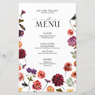 Fall Summer Garden Burnt Orange Bröllop Menu