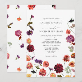 Fall Summer Garden Burnt Orange Flowers Bröllop Inbjudningar