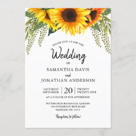 Fall Sunblommor Bröllop Inbjudningar