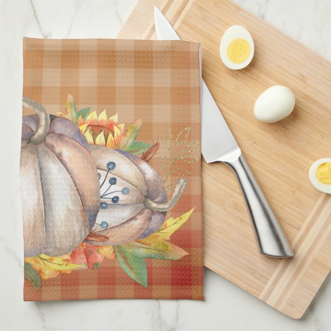 Fall Sunblommor & Harvest Pumpkins Kökshandduk (Vikt i Fjärdedel)