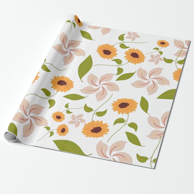 Fall Sunblommor Presentpapper (Utrullad)