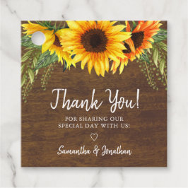 Fall Sunblommor Rustic Bröllop Tack Gåvor Etiketter
