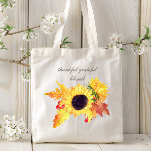 Fall Sunblommor - tack och lov - välsignad, välsig Tygkasse