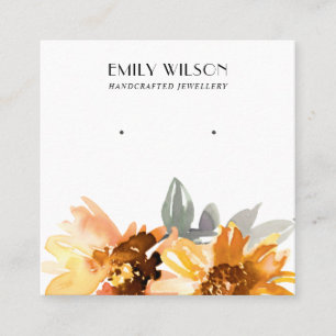 FALL SUNFLOWER AUTUMN STUD EARRING VISNING-KORT FYRKANTIGT VISITKORT